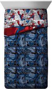 img 3 attached to Marvel Spiderman Burst Twin Bed Set - 4 Piece Reversible Comforter & Sheet Set - Super Soft Fade Resistant Microfiber Bedding - Official Marvel Product