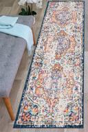 multi-colored 2' x 7' vintage bohemian runner rug with distressed look logo