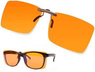 👓 frameless blue light blocking glasses for women and men | eyestrain & headache relief | uv filter | over prescription glasses | computer gamer eyeglasses | orange lens logo