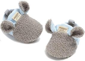 img 1 attached to 👶 Sakuracan Non-Slip Winter Booties: Soft Stay On Baby Slippers for Boys and Girls - Newborn Crib House Shoes with Non-Slips Bottom