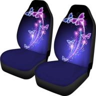 🦋 instantarts stylish car front seat covers - 2 piece set, animal butterfly print for women, universal fit comfort, high back seat cover (pink) logo