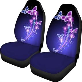 img 3 attached to 🦋 INSTANTARTS Stylish Car Front Seat Covers - 2 Piece Set, Animal Butterfly Print for Women, Universal Fit Comfort, High Back Seat Cover (Pink)