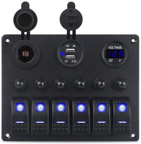 img 4 attached to 🚤 WATERWICH Marine Boat Car 6 Gang Toggle Rocker Switch Panel with LED Voltmeter and Car Charger - Waterproof, Ignition Control, 12V/24V Circuit Breaker - Ideal for RVs, Vehicles, Trucks