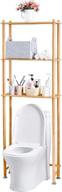 🎍 bamboo over the toilet storage rack - space saving organizer shelf for bathroom, 3-tier above toilet storage, natural color logo
