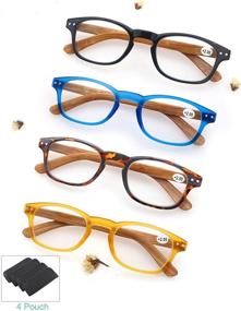 img 3 attached to 👓 Stylish Wood-Look Reading Glasses: 4 Pack, Spring Hinges, Men & Women Readers