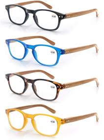 img 4 attached to 👓 Stylish Wood-Look Reading Glasses: 4 Pack, Spring Hinges, Men & Women Readers