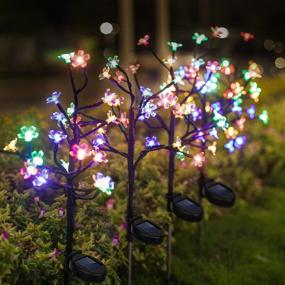 img 4 attached to Outdoor Decorative Solar Lights, 4 Pack Garden Solar Flower Lights - Waterproof Landscape Lights for Pathway, Yard - Fairy Garden Lights