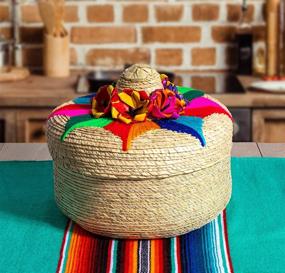 img 4 attached to Authentic Mexican Handwoven Tortilla Basket Set - Keep Tortillas Warm in Style!