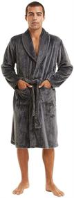 img 4 attached to Кельтские мужские халаты с воротником из флиса - одежда для сна и отдыха.