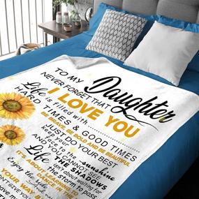 img 3 attached to Flannel Blanket: Sunflower Love for My Daughter - Cozy All Season 80"x60" Soft & Warm Gift for Living Room, Bedroom, Women, Men, Kids, Large Size ideal for Adults