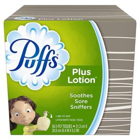 img 2 attached to Puffs Plus Lotion Facial Tissues - 56 per Box (1 Cube)