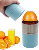 🍊 portable manual citrus press juicer with container - hand juicer for oranges, lemons, blue logo