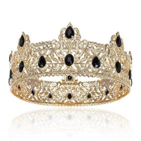 img 4 attached to 👑 Men's Gold King Crowns with Black Rhinestone - Perfect for Birthdays, Weddings, Cosplay, Homecoming, Prom Parties - Ideal Gifts for Men