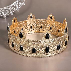 img 1 attached to 👑 Men's Gold King Crowns with Black Rhinestone - Perfect for Birthdays, Weddings, Cosplay, Homecoming, Prom Parties - Ideal Gifts for Men