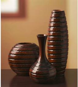 img 3 attached to 🏺 Hosley Set of 3 Carved Wood Vases - Small 6 Inch, Medium 8 Inch, and Tall 12 Inch - Ideal Wedding Gift, Home or Office Decor, Fireplace or Floor Vases, Spa Aromatherapy Settings - O9