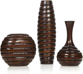 img 4 attached to 🏺 Hosley Set of 3 Carved Wood Vases - Small 6 Inch, Medium 8 Inch, and Tall 12 Inch - Ideal Wedding Gift, Home or Office Decor, Fireplace or Floor Vases, Spa Aromatherapy Settings - O9