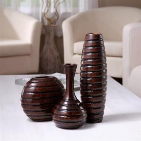 img 2 attached to 🏺 Hosley Set of 3 Carved Wood Vases - Small 6 Inch, Medium 8 Inch, and Tall 12 Inch - Ideal Wedding Gift, Home or Office Decor, Fireplace or Floor Vases, Spa Aromatherapy Settings - O9