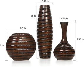 img 1 attached to 🏺 Hosley Set of 3 Carved Wood Vases - Small 6 Inch, Medium 8 Inch, and Tall 12 Inch - Ideal Wedding Gift, Home or Office Decor, Fireplace or Floor Vases, Spa Aromatherapy Settings - O9