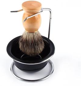 img 1 attached to 🪒 Yosoo Men's Shaving Brushes Set with Stainless Steel Stand Holder & Bowl Mug - Superior Faux Hair Brush Included