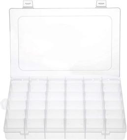 img 4 attached to Clear Plastic Jewelry Organizer with Removable Dividers - 36 Grid Storage Container