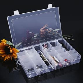img 1 attached to Ясный пластиковый органайзер для ювелирных изделий с съемными перегородками - контейнер для хранения на 36 ячеек