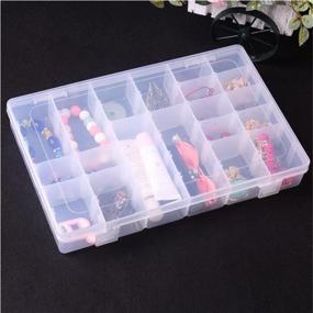 img 2 attached to Clear Plastic Jewelry Organizer with Removable Dividers - 36 Grid Storage Container