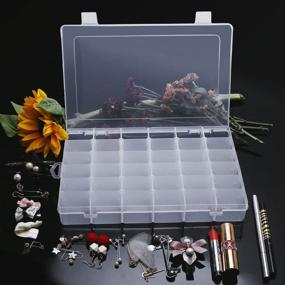 img 3 attached to Clear Plastic Jewelry Organizer with Removable Dividers - 36 Grid Storage Container