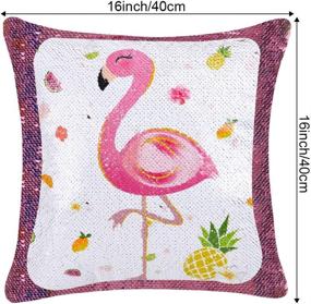 img 1 attached to 🦩 WERNNSAI Sequins Flamingo Pillow Covers - 16 x 16 Inch Pink Mermaid Decorative Cushion Covers | Birthday, Wedding, Xmas Gift Throw Pillow Cases | Sofa, Chair, Bed, Car Décor (NO Pillow Inserts)