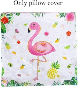 img 2 attached to 🦩 WERNNSAI Sequins Flamingo Pillow Covers - 16 x 16 Inch Pink Mermaid Decorative Cushion Covers | Birthday, Wedding, Xmas Gift Throw Pillow Cases | Sofa, Chair, Bed, Car Décor (NO Pillow Inserts)