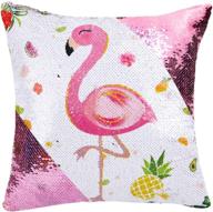 🦩 wernnsai sequins flamingo pillow covers - 16 x 16 inch pink mermaid decorative cushion covers | birthday, wedding, xmas gift throw pillow cases | sofa, chair, bed, car décor (no pillow inserts) логотип