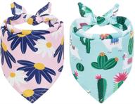 🐶 pupteck dog floral bandanas - 2 pack cactus daisy triangle bibs scarf, pet flower outfit kerchiefs for small to large dogs cats - cute pattern accessories логотип