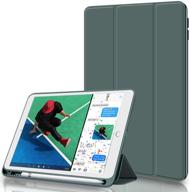 📱 kenke ipad 9.7 2018/2017 case with pencil holder, auto wake/sleep smart cover and tri-folding stand, shockproof soft tpu back cover for ipad 9.7 inch 6th/5th generation, in dark green logo