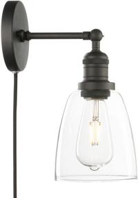 img 3 attached to Modern Matte Black Plug-in Wall Sconce for Bathroom Vanity with Clear Glass Shade - Phansthy 5.5 Inch Light