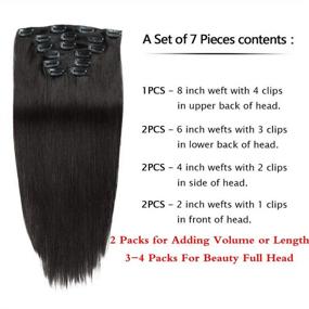 img 2 attached to 💇 Double Weft Remy Human Hair Extensions - Straight Clip-in Full Head 7pcs, 70g (1B Natural Black, 70g-18in)