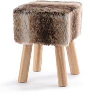 🦊 cheer collection 11-inch square ottoman: plush brown fox faux fur footstool with wooden legs logo