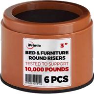 🛏️ iprimio bed and furniture risers – 6 pack brown round elevator | lifts up to 3 inches and supports 10,000 lbs | floor and surface protection | heavy-duty abs plastic with non-slip foam grip | non-stackable logo
