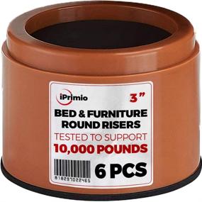 img 4 attached to 🛏️ iPrimio Bed and Furniture Risers – 6 Pack Brown Round Elevator | Lifts Up to 3 Inches and Supports 10,000 LBs | Floor and Surface Protection | Heavy-Duty ABS Plastic with Non-Slip Foam Grip | Non-Stackable