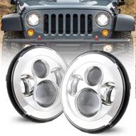 🐄 прожекторные фары cowone cree 7 дюймов led | совместимы с jeep wrangler 1997-2018 jk tj lj cj hummer h1 h2 | хромированные фары логотип