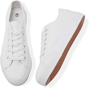 img 4 attached to 👟 Women's White Platform Sneakers - Black Tennis Shoes for Casual Fashion, Lace-Up Canvas Walking Flats