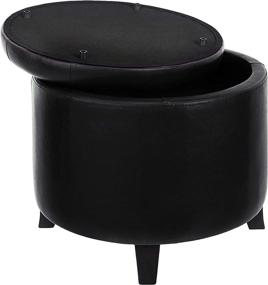 img 2 attached to 🪑 Black Faux Leather Round Buckle Reserve Stool Chair - FIRST HILL FHW Comfort