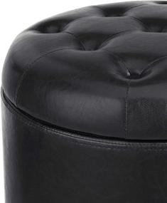 img 1 attached to 🪑 Black Faux Leather Round Buckle Reserve Stool Chair - FIRST HILL FHW Comfort