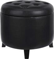 🪑 black faux leather round buckle reserve stool chair - first hill fhw comfort логотип