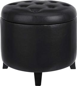 img 4 attached to 🪑 Black Faux Leather Round Buckle Reserve Stool Chair - FIRST HILL FHW Comfort