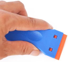 img 2 attached to 🔵 EHDIS 1.5" Plastic Razor Scraper with Double Edged Blades - Efficient Glass Decal & Sticker Remover, Blue