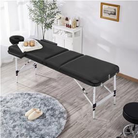 img 3 attached to 🛋️ Professional Portable Massage Table - 73 Inch, 3 Folding Sections, Height Adjustable, Aluminum Frame, Carrying Case - Ideal for Massage Spa, Tattoo Salon - Black