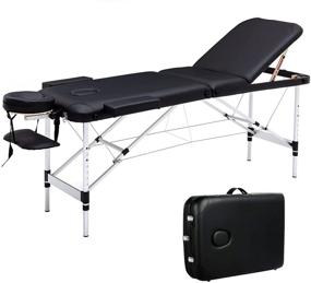 img 4 attached to 🛋️ Professional Portable Massage Table - 73 Inch, 3 Folding Sections, Height Adjustable, Aluminum Frame, Carrying Case - Ideal for Massage Spa, Tattoo Salon - Black