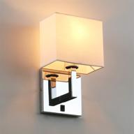 modern chrome finish single wall sconce with white textile 🔆 shades - small nightstand lamp with on/off switch for bedroom reading логотип