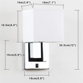 img 3 attached to Modern Chrome Finish Single Wall Sconce with White Textile 🔆 Shades - Small Nightstand Lamp with On/Off Switch for Bedroom Reading