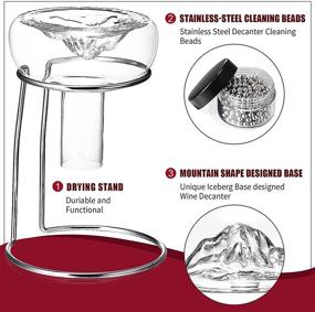 img 1 attached to Onearf Wine Decanter: Iceberg Red Wine Breather Carafe with Aerator, Stand, and Cleaning Beads - Lead-free Crystal Glass, Perfect Wine Gift for Christmas (1200ML)