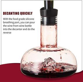 img 3 attached to Onearf Wine Decanter: Iceberg Red Wine Breather Carafe with Aerator, Stand, and Cleaning Beads - Lead-free Crystal Glass, Perfect Wine Gift for Christmas (1200ML)